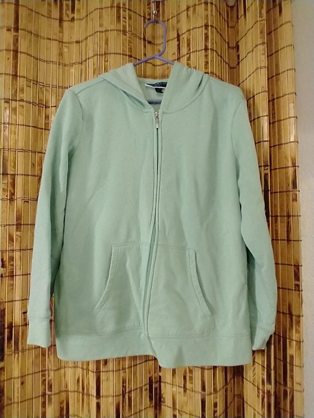 Karen Scott Sage Green Full Zip Hoodie Sweatshirt Size L